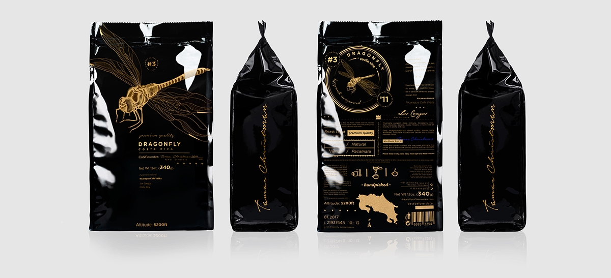 大自然的奇跡，蜻蜓主題的咖啡品牌包裝設(shè)計
